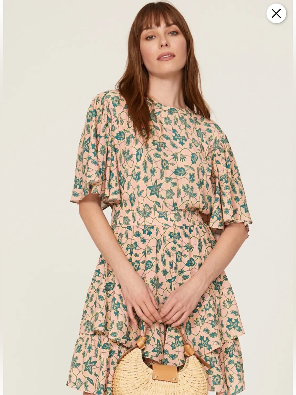 Derek Lam X RTR Pink Mini Dress with Teal Floral Print, Size XL/52, EUC